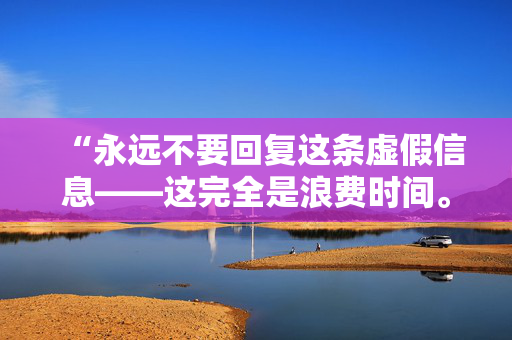 “永远不要回复这条虚假信息——这完全是浪费时间。”