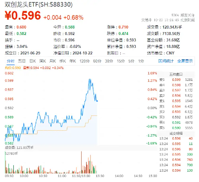 光伏崛起！大全能源盘中触板，A股成长型宽基“小霸王”——双创龙头ETF（588330）一度上探1．35%